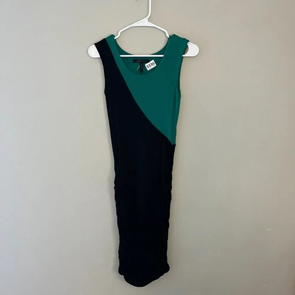 BCBGMAXAZRIA Womens Black Green Bodycon Dress Small Colorblock Sleeveless - Picture 4 of 8
